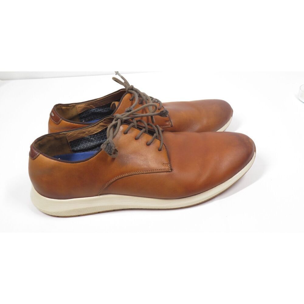 Vince Camuto Eadwine Cognac Brown Leather Oxford Derby Casual Dress Shoe Men 13